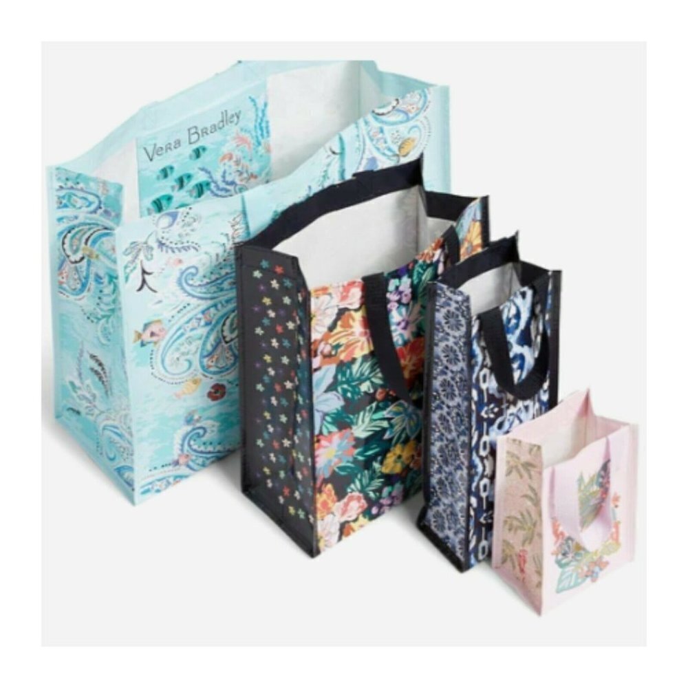 New Vera Bradley 4-PC Market Tote Set Spring 21 Medley Floral Paisley Multicolor